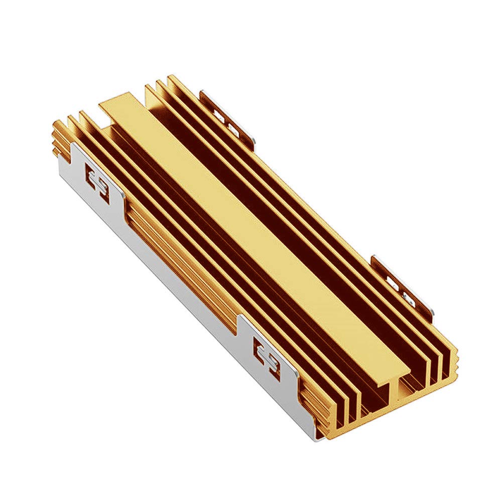 YLCOTC NVMe M.2 SSD Heatsink Double-Sided M2 HeatSink Aluminum Cooler with Silicone Thermal Pad for PCIE SATA M2 SSD 2280 Desktop PC NGFF Powerful Cooling Fin(Gold)