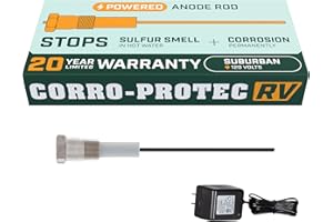 Corro-Protec RV Anode Rod for Hot Water Heater, 20-Year Warranty Powered Anode, Permanently Stops Corrosion to Extend Water H