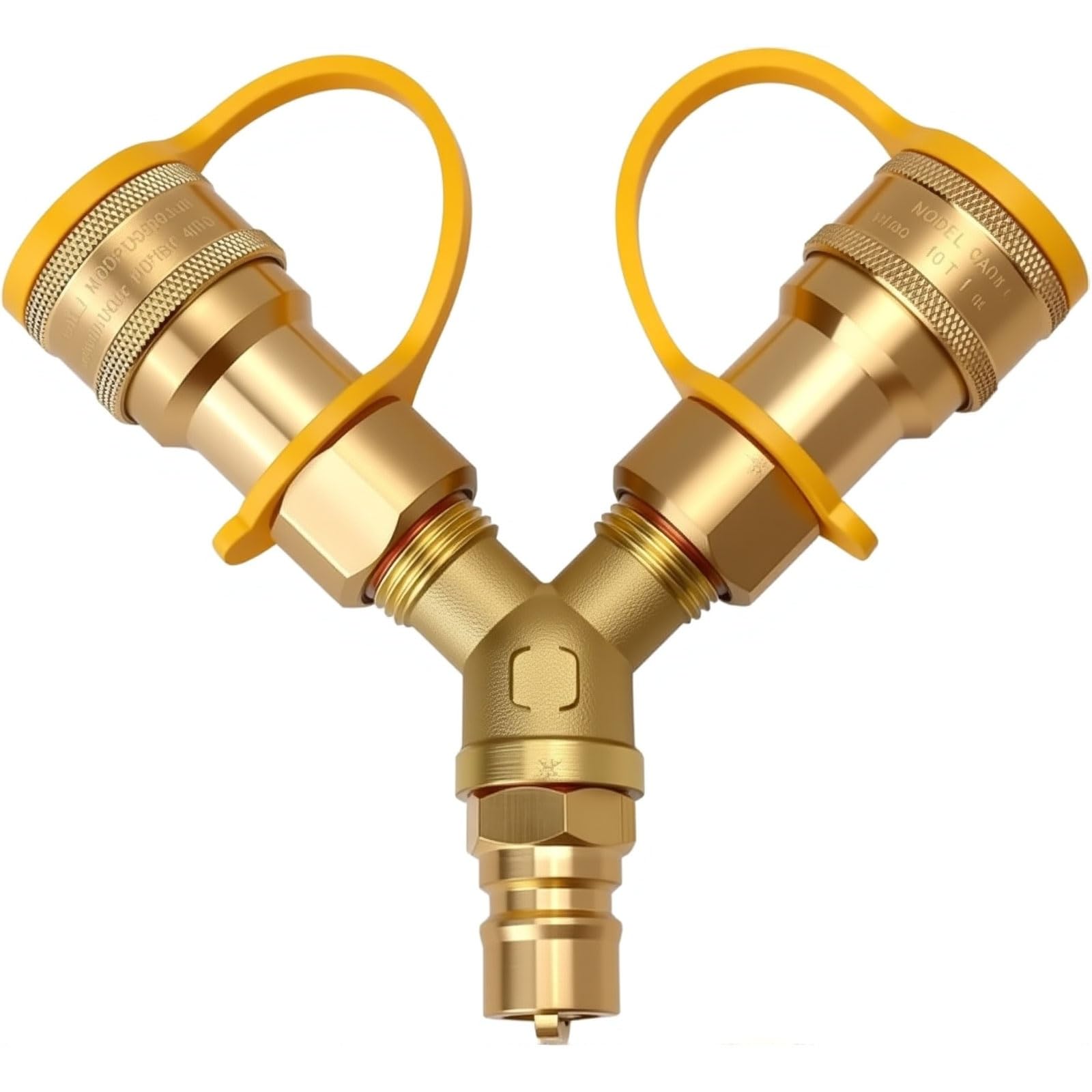 Photo 1 of ??1/2 Inch 2-Way Natural Gas Y Splitter with Quick Connect Fittings & Shut Off Valve - Durable Brass Adapter for Grills, Heaters, Pizza Ovens, RVs (1/2" Female Pipe Thread x Flare)??