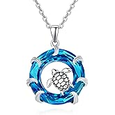 AENEAS Sea Turtle Necklaces for Women Sterling Silver Sea Turtle Pendant Necklace with Crystal Ocean Jewelry Gifts for Women