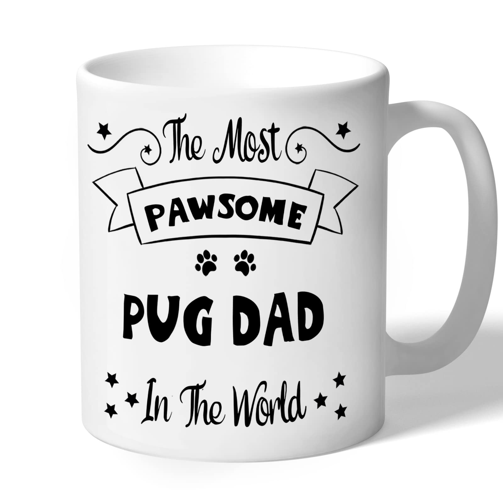 Pug Dad Mug Gift Pawsome (Black Print) Dog Lover Owner Birthday for Him Men Fathers Day Present