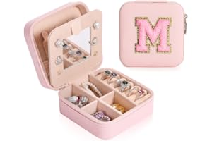 SEFORICO Travel Jewelry Case | Valentines Day Gifts | Personalized Portable Jewelry Box with Mirror Mini Jewelry Organizer Bi