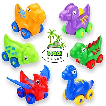 Lukat Dinosaur Toy Cars For Age 1 2 3 Years Old Gifts Toddler Pull Back Cute Dino Cars For Infant Boys Girls Dinosaur Favor Baby Play 6 In Pack