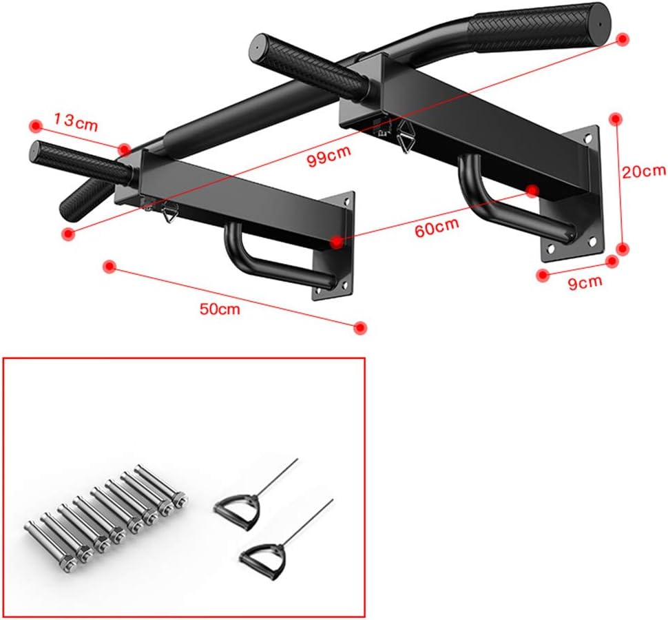 XWDQ Pull-Up Bars Wall-Mounted Chin Up Bar, Hallway Horizontal Bar, Home Gym Resistance Band Workout Equipment, Load 200kg,Black