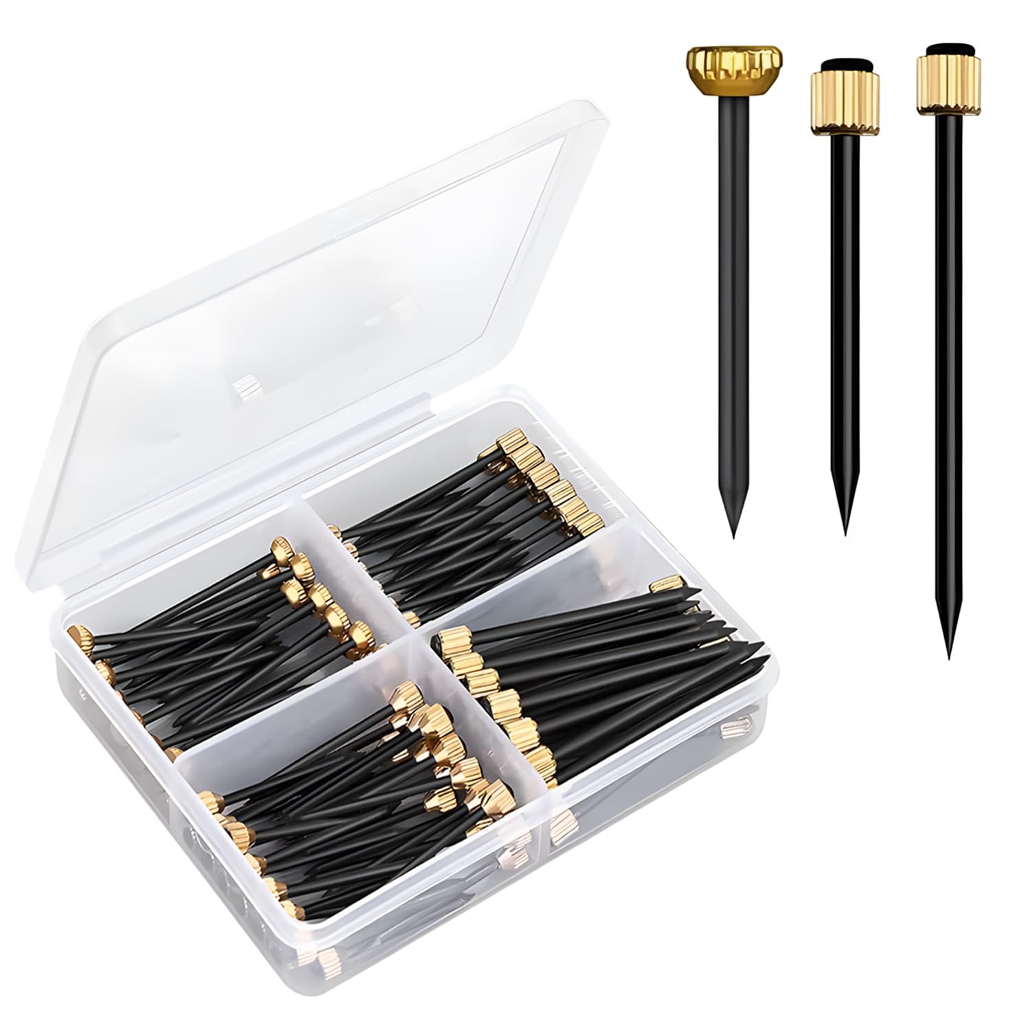 90Pcs Picture Pins, Brass Head Picture Hanging Nails 3 Models Picture Hook Nails Pins with Plastic Storage Box for Hanging Photo Frame (35/27/26MM)