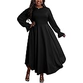 XNMHL Plus Size Dresses for Curvy Women Long Bishop Balloon Sleeve with Ruffle Cuffs Elegant Maxi Dress