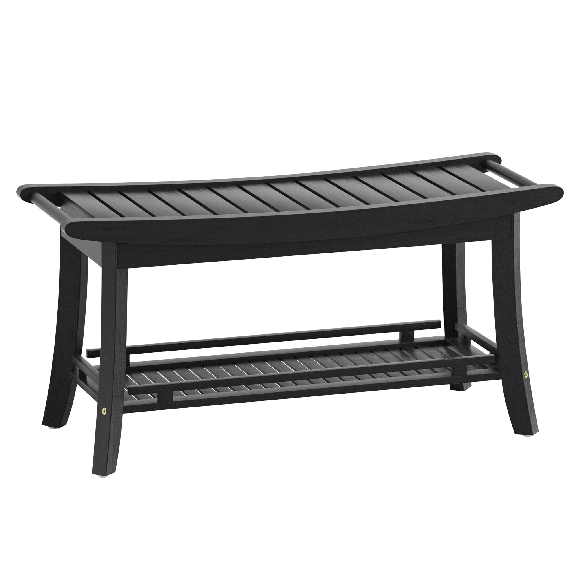 Photo 1 of ***MISSING HARDWARE UNKNOWN **Eastglory Bamboo Entryway Storage Bench with Shelves Shoe Rack Bench Seat Organizer for Porch Bedroom Bathroom Balcony 39 x 13 x 19.2 Inches Black