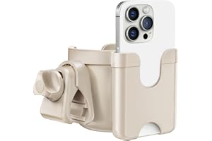 Guiseapue Stroller Cup Holder with Phone Holder: Universal Cup Holder for Walker, Wheelchair, Bike, Golf/Stroller Accessories