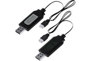 USB Charger Cable for 7.4V LiPo & Li-ion Batteries by MMOBIEL – 2X USB to XH-3P Connector, 1A 2S Charge Adapter for RC Drones, Quadcopters, WLtoys, Skytech, Gel Splatter Blasters, and More