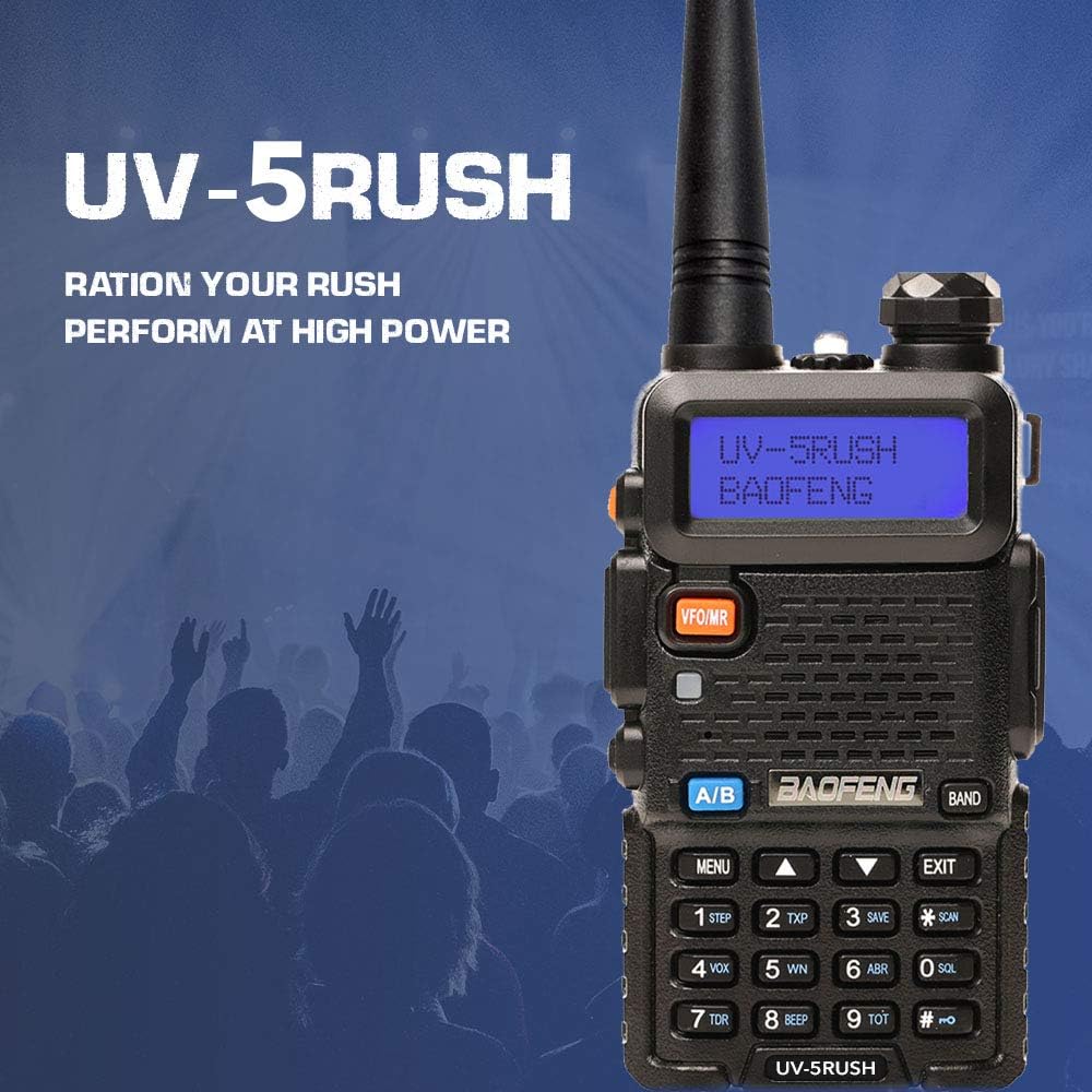 BAOFENG UV-5R 8W Two Way Radio - youRUSH UV-5RUSH Dual Band Radio with Extended BL-5 2800mAh Battery and USB Programming Cable Plus Lanyard - Chirp Support - Portable Ham Radio - Walkie Talkie: Car Electronics