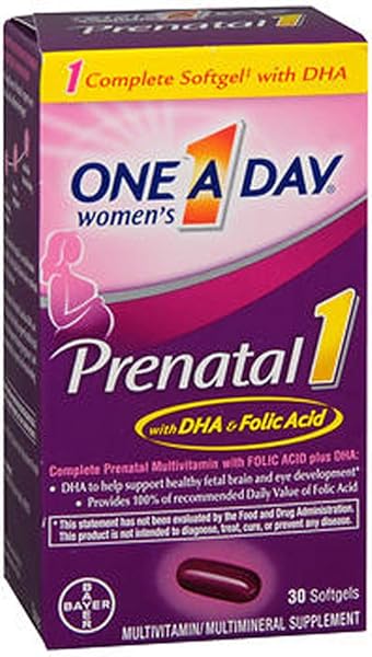 ONE-A-DAY PRENATAL 1 WITH DHA& FOLIC ACID SOFTGELS, 30 EA ( PACK OF 2)