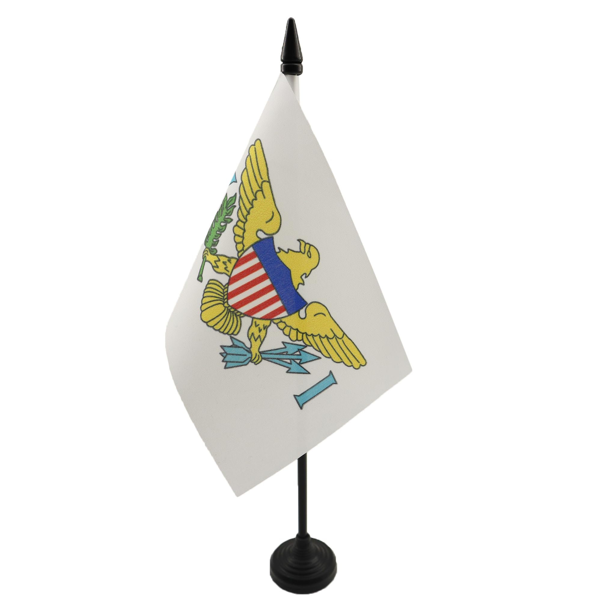 AZ FLAG - Virgin Islands of the United States Table Flag 4'' x 6'' - Virgin Islander Office Mini Banner 100% Polyester 15 x 10 cm - Mini Desk Flag with 10'' Pole and Black Plastic Base — image 1