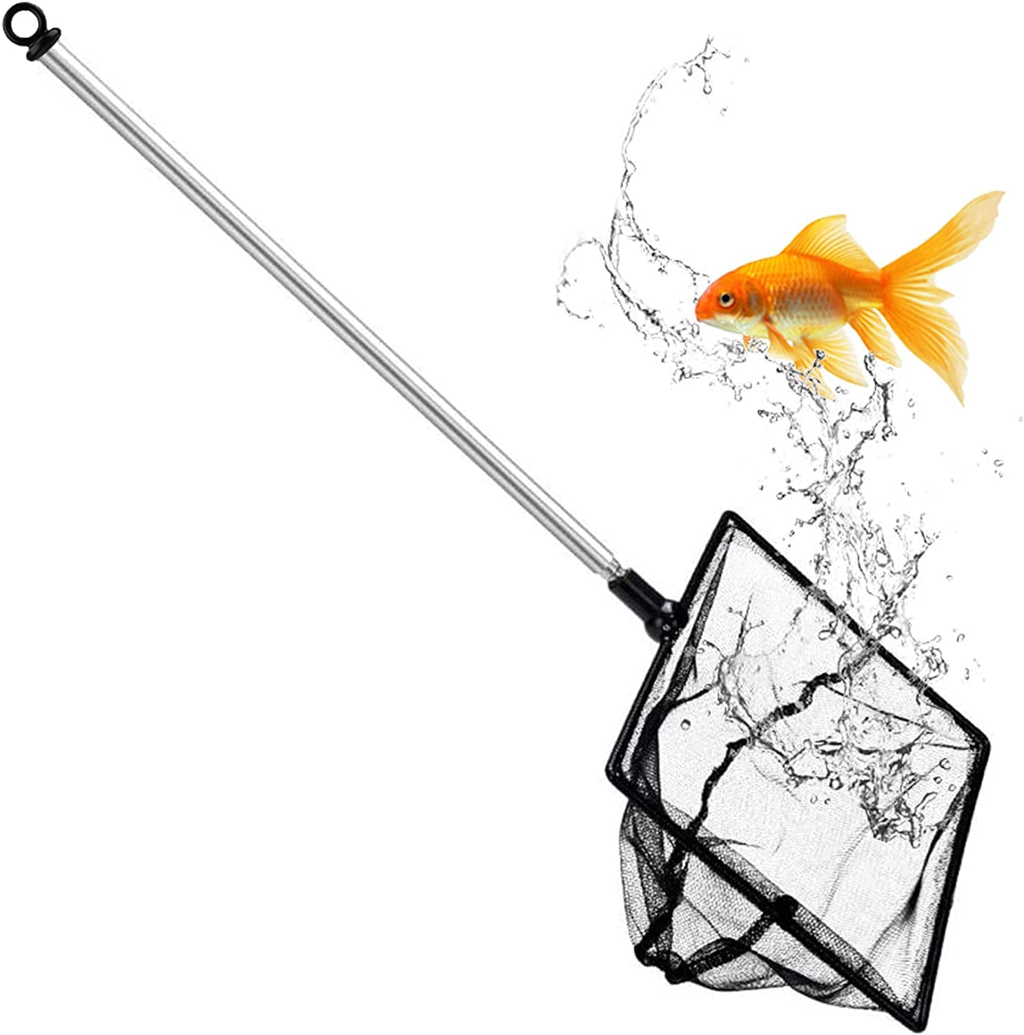Photo 1 of Grepol-V Fish Net for Fish Tank, Fine Mesh Aquarium Net with 9-24 Inch Stainless Steel Long Handle, Extendable Fishing Tank Net for Fish Shrimp Tank, Pond, Creek (4 inch)