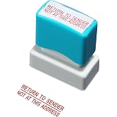 WAFJAMF Return to Sender Not at This Address Stamp Self Inking Rubber | Clear easy to read imprint, speeds up mail processing, crisp consistent impressions for office, red ink