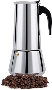 FCUS Stovetop Espresso Maker, Moka Pot, 12 Cup Percolator Italian Coffee Maker, Classic Cafe Maker, Stainless Steel, Suitable For Induction Cookers