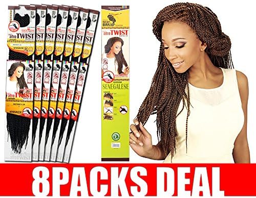 [MULTI PACKS DEAL] NEW INSPIRE BEYONCE BRAID STYLE KANEKALON &amp; TOYOKALON EVE AFRICAN NATURE SENEGALESE AFRO TWIST BRAID 20" ~ 22" / 28 STRANDS / LARGE SIZE - INDTW (8PACKS, T1B/BG)