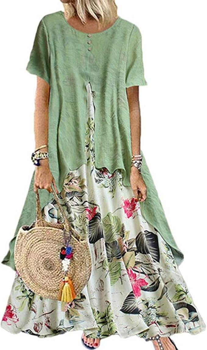 cotton maxi dress short sleeve