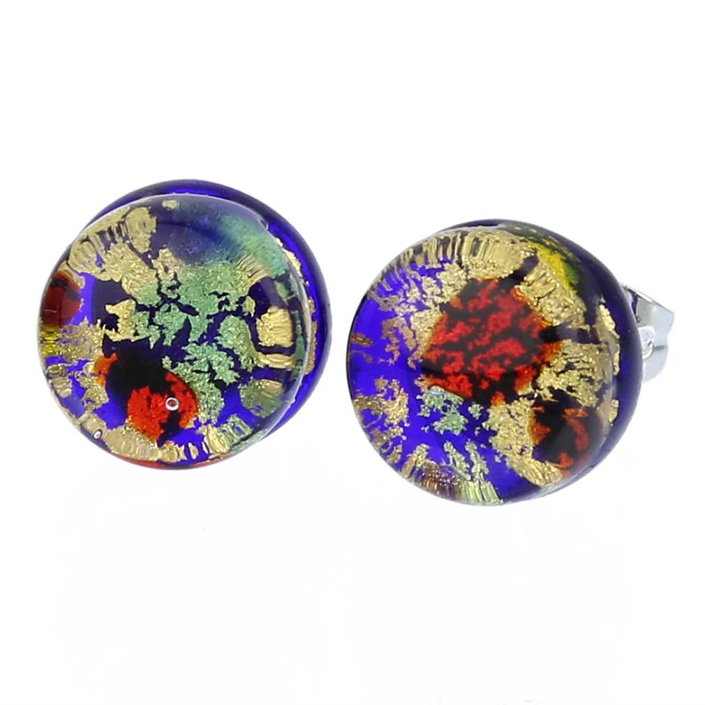 Glass Of Venice Murano Glass Venetian Reflections Round Stud Earrings - Golden Meadow