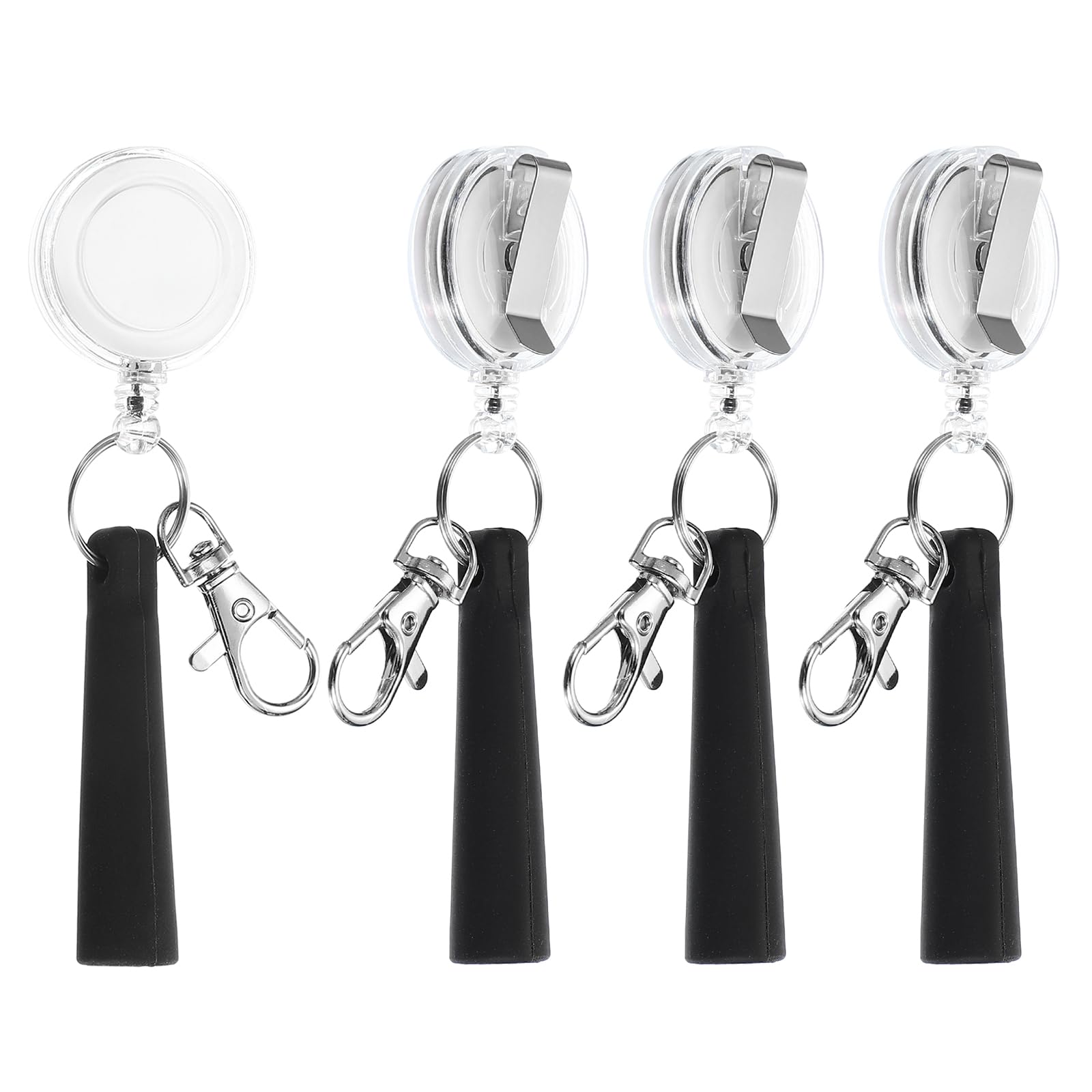 PATIKIL Retractable Pen Holder, 4 Pack Pull Pen Pencil Holder Elastic Silicone Grip Pencil Holder for Woodwork Bricklayer Markers and Carpenter Pencils, Clear