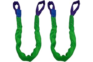 YUZENET 2" x 5' Lifting Slings Straps Polyester Heavy Duty Web Slings 4400 Lbs Vertical, 3520 Lbs Choker, 8800 Lbs Basket 2-Pack (Green/Purple)