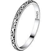 Suplight 925 Sterling Silver Celtic Knot/Evil Eye/Infinity Symbol Band Ring, 2/3/5/8mm Vintage Finger Thumb Ring for Women Size 4-13 (with Gift Box)