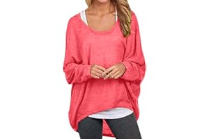 Womens Batwing Sleeve Pullover Tops Off Shoulder Loose Oversized Baggy Sweater Shirts Retro Sweaters Regular Gym