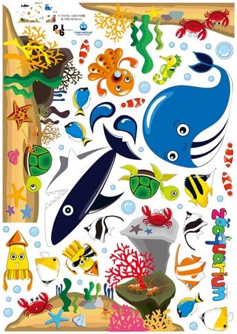 Kids' Aquarium Animals (Shark, Squid, Whale, Octopus, Crab, Turtle, Seahorse) - Removable Home Decoration Wall Sticker Decal