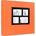 RECUTMS Photo Album 4x6 500 Pockets Photos, Leather Cover Large Picture Albums Holds 500 Horizontal and Vertical Photos (Orange)