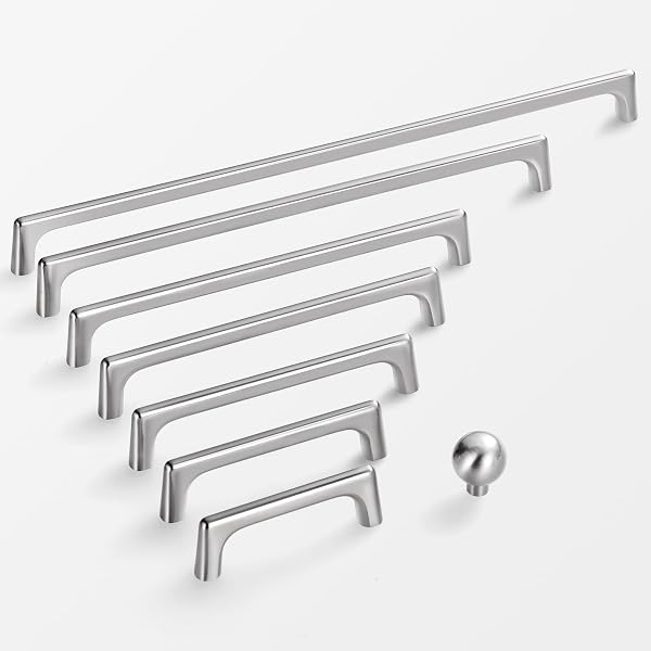 LARDMON 20 PACK BRUSHED SATIN NICKEL MODERN CABINET PULLS 5 INCH(128MM) HOLE CENTER TIMELESS DRAWER PULLS VANITY PULLS CLASSIC SOLID KITCHEN CABINET HANDLES HARDWARE, 5.4 INCH(138MM) TOTAL LENGTH