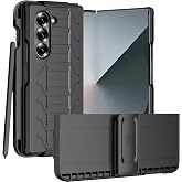 Tough Combo for Samsung Galaxy Z Fold 6 Phone Case with Belt Clip - Black | Rugged Cover, Rotating Holster Holder with Kickstand and S Pen Storage Slot, Matte, Nakedcellphone, For Z Fold6 (SM-F956U)