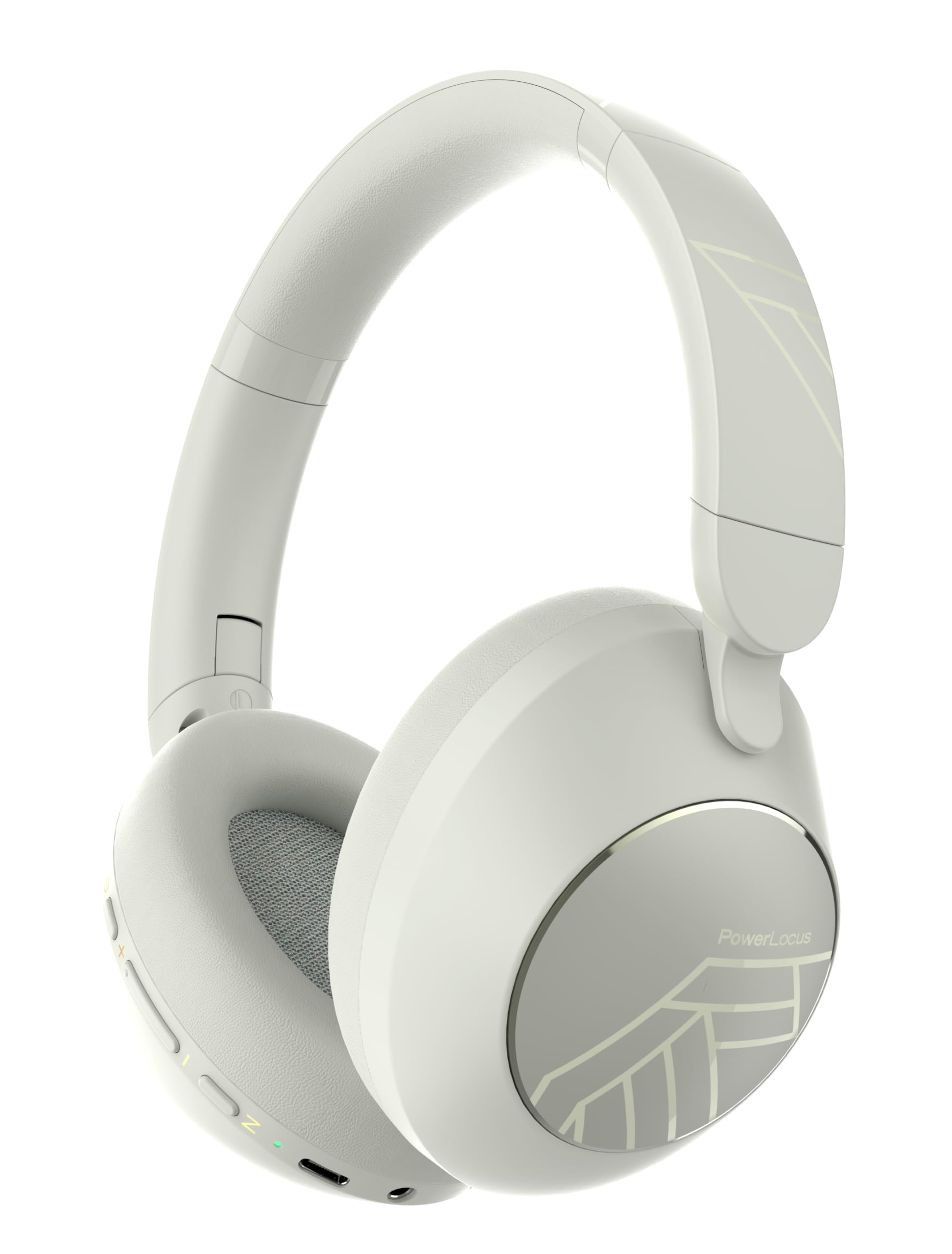 PowerLocus Wireless Headphones Over Ear, Bluetooth Headphones, 4 EQ Modes, 70H Playtime, Hi-Fi Stereo, ENC with Microphone, Soft Memory Foam Earmuffs, Foldable for iPhone/PC/Travel/TV (Sand)