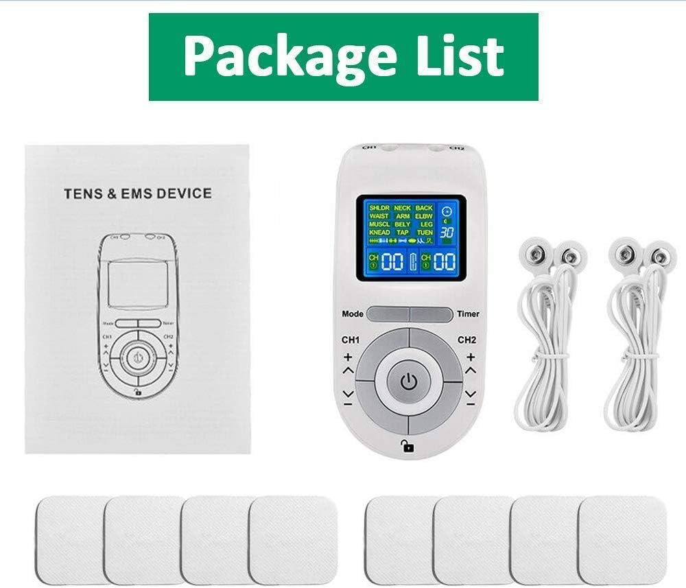 UMATE TENS Unit Muscle Stimulator with 8 Electrode Pads, Tens Electronic Pulse Massager Machine Multi Mode Device with All Accessories: Sports & Outdoors