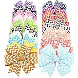 YOY Fashion Headbands Grosgrain Ribbon Chevron Printed Boutique Hair Bows Alligator Clips for Baby Girls Kids Teens Toddlers Children Pack of 20