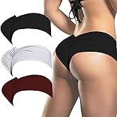PBQOA Women's Sexy Sports Briefs Ruched Butt Lifting Panties Half Back Soft Active Yoga Underwear 3 Pack