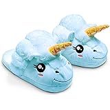 Hemore Einhorn Haus Schuhe Einhorn Slipper Kuschelig Plüsch Hausschuhe für Damen Erwachsene Kinder Kinder als Geschenk Einheit Größe 36-41