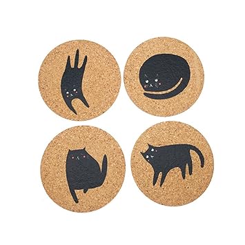 Amazon Sanqneko おしゃれ 吸水 コースター コルク かわいい 猫 耐熱