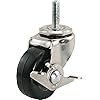 Shepherd Hardware 9496 3-Inch Soft Rubber Threaded Stem Caster with Side Brake, 3/8-Inch Stem Diameter, 150-lb Load Capacity