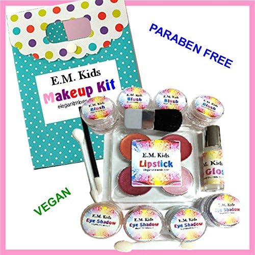14pc Kit E.M. Kids Natural Pretend Play Girls Makeup Set w/Free Makeup Bag