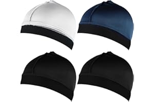 CNAFGBGG 4PCS Silk Durag for Men Elastic Edge Milk Silk Durag with Crown Compression Fashion Breathable Wave Cap for Parties,