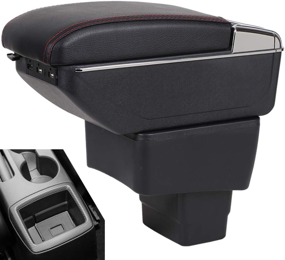 Oneuda Centre Console Storage Box for Mazda CX-3 Armrest Box Mazda CX-3 CX3 2014-2019 Universal Armrest Retractable Car Accessories (Double Rise with USB)