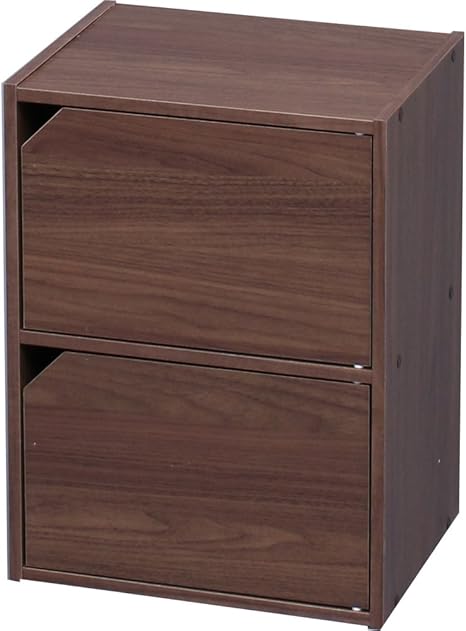 Amazon Co Jp アイリスオーヤマ カラーボックス 収納ボックス 本棚 2段 扉付き 幅36 6 奥行29 高さ49 4cm ウォールナットブラウン モジュールボックス Mdb 2d ホーム キッチン