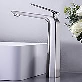 TOCALOCA Tall Vessel Sink Faucet, Premium Brass Mixer Tap Brushed Nickel Single Handle Vanity Faucet 1 Hole, Modern Commercial Anti-Fingerprints