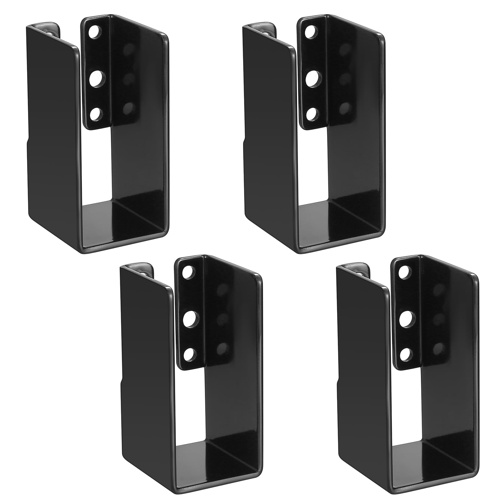 4 Pcs Joist Hanger, Timber to Timber Joist Hanger, Joist Brackets, Black Beam Brackets for 1.57" x 3.46" Beam Hanger, Concealed Flange Timber Hanger for Wooden Rails 1.57 x 3.46