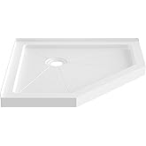 DeerValley 36"L X 36"W Neo-Angle Shower Base, White Single Threshold Acrylic Corner Shower Base, Non-Slip Textured Surface Ba