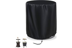 TheElves Patio Cooler Bar Table Cover Design for Keter 7.5-Gal Cool Bar Table, Outdoor Patio Round Beer Cooler Table Cover, Waterproof Barrel Cool Bar Table Cover, 21" D X 23" H, Black