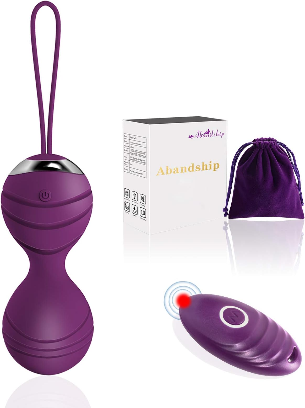 Abandship Kegel Weight Exercise for Women - Ben Wa Kegel Balls for Beginners & Advanced, 360° Flexible Silicone Kegel Exercise Balls for Bladder Control, Pelvic Floor Exercises & Tightening