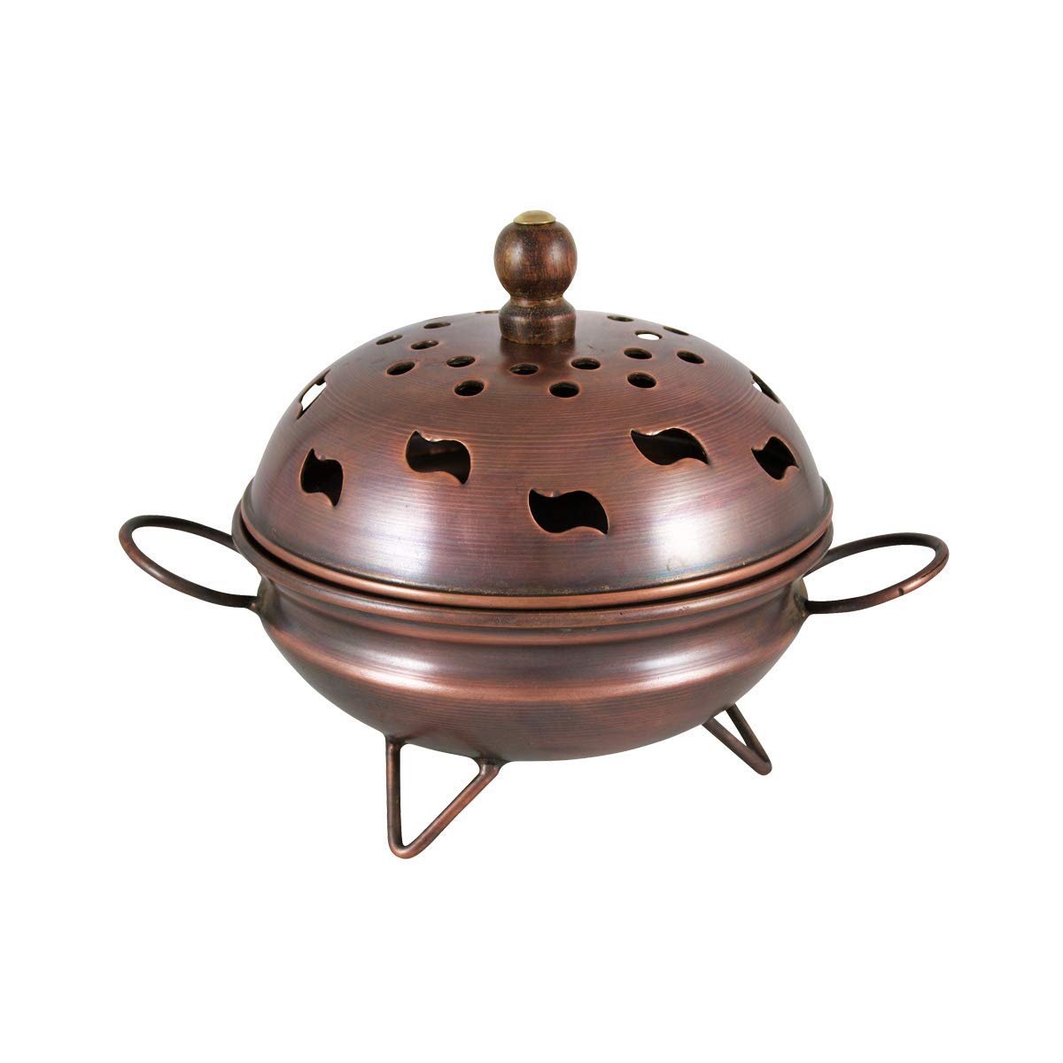 NKlaus Ø 12,5cm incense burner metal in copper colour lid removable tripod large incense burner operating mode incense on sand for incense herbs resins extra light 3286