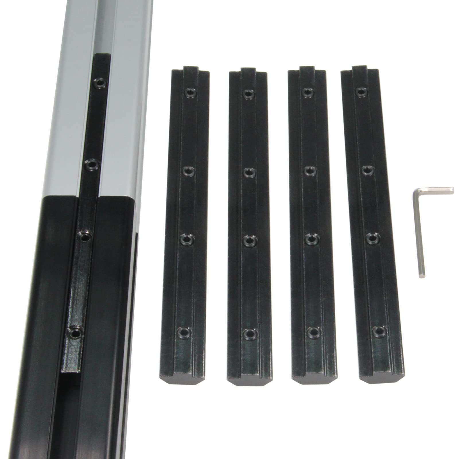 Befenybay 4PCS Black Straight Line Inside Connector Joint Bracket Length 7 Inch with M6 Screws for 8mm T Slot Aluminum Extrusion Profile 4040 Series