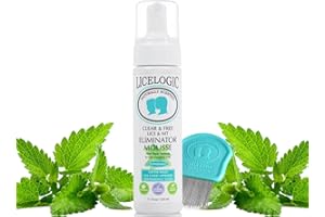 LiceLogic Clear & Free Lice Treatment Mousse & Nit Comb Set, Peppermint - Effective Against Super Lice, Kills Eggs & Nits, Prevents & Repels Lice, Safe, Not Toxic, Naturally Derived Licezyme