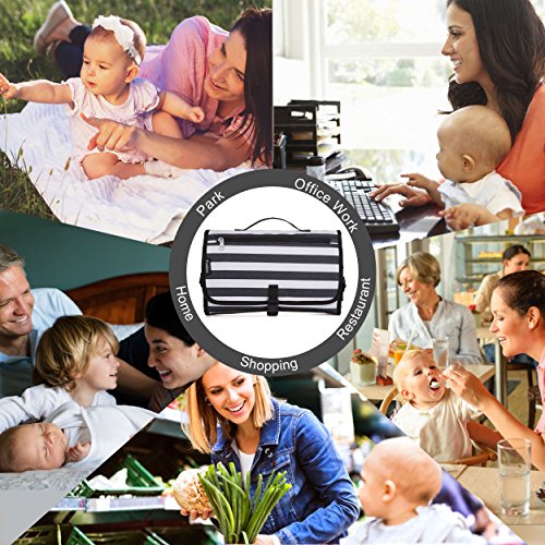 Portable Baby Changing Pad, LCARY Waterproof Travel Diaper Changing Station Kit with Pillow & 3 Pockets, Diaper Change Mat Bag for Toddlers Infants and Newborns